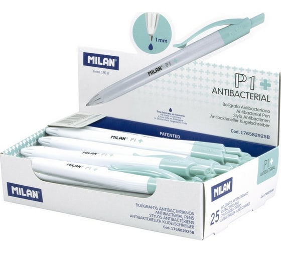 Шариковая ручка 25 шт в упаковке Milan P1 ANTIBACTERIAL 10мм синий 176582925В 1229669