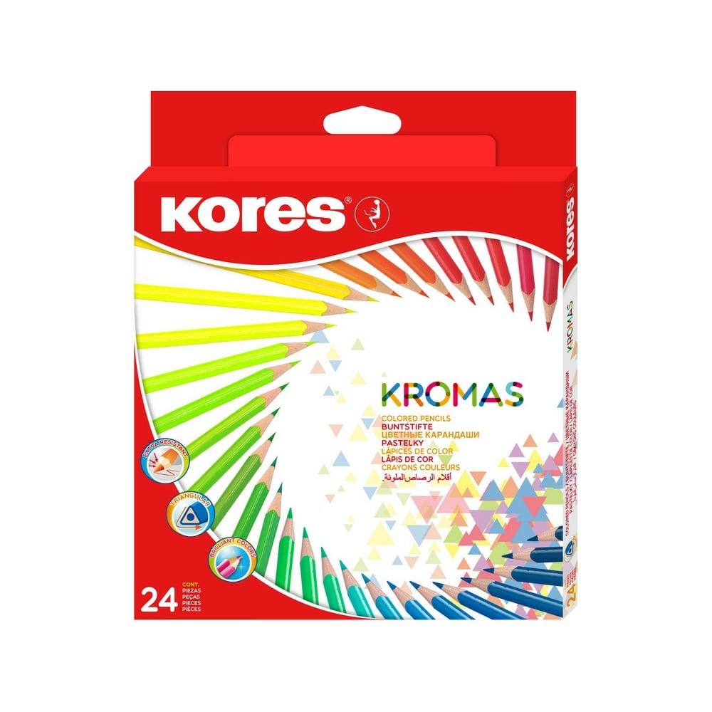 Трехгранные цветные карандаши Kores Kromas, 24 цвета, 93392 1054856 .