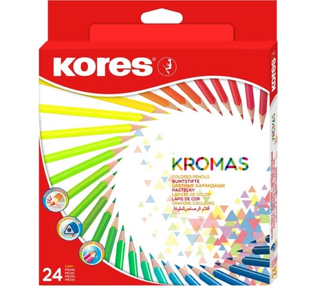 Трехгранные цветные карандаши Kores Kromas, 24 цвета, 93392 1054856
