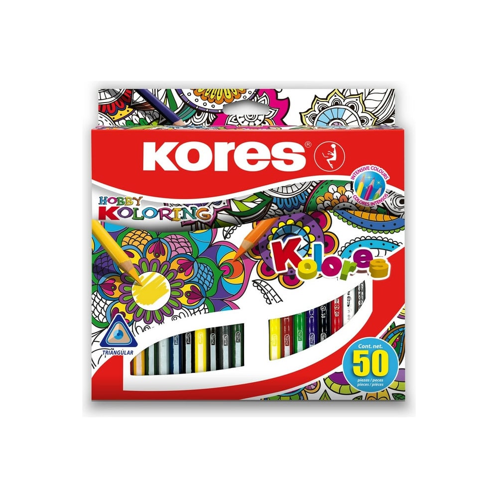 Трехгранные цветные карандаши Kores 50 цветов, 93350 695631 - выгодная .