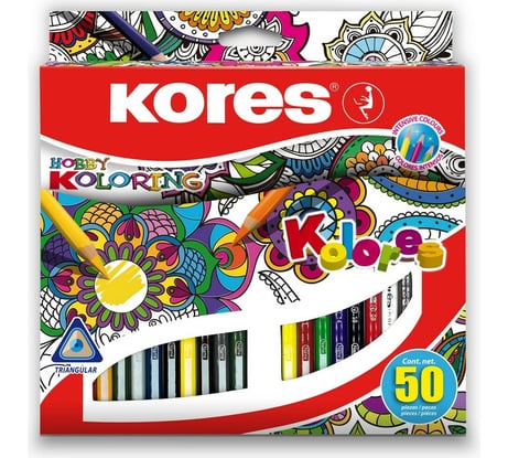 Трехгранные цветные карандаши Kores 50 цветов, 93350 695631