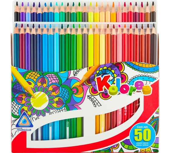 Трехгранные цветные карандаши Kores 50 цветов, 93350 695631