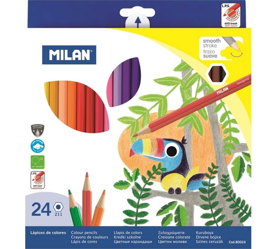 Шестигранные цветные карандаши Milan 24 цвета, 80024 1110715