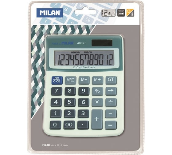 Настольный компактный калькулятор Milan 12 разрядный, блистер 40925BL 1095843