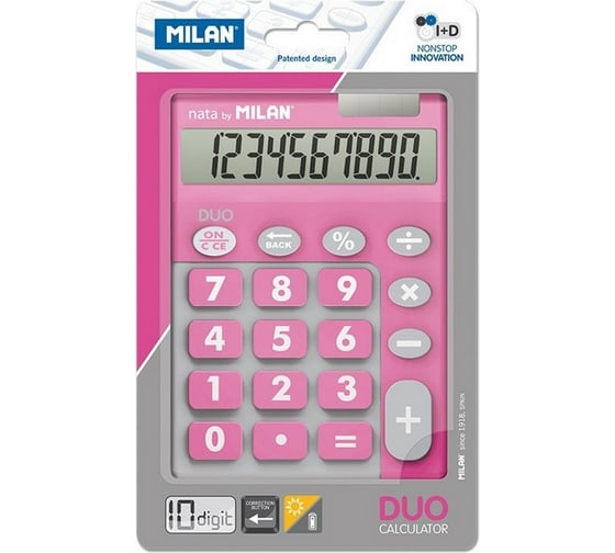 Калькулятор Milan 10 разрядный, в чехле, двойное питание, розовый 150610TDPBL 973138