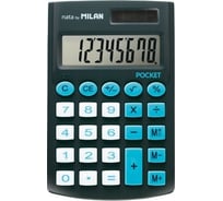 Калькулятор Milan 8 разрядный, в чехле, двойное питание, чёрный 150908KBL 973142
