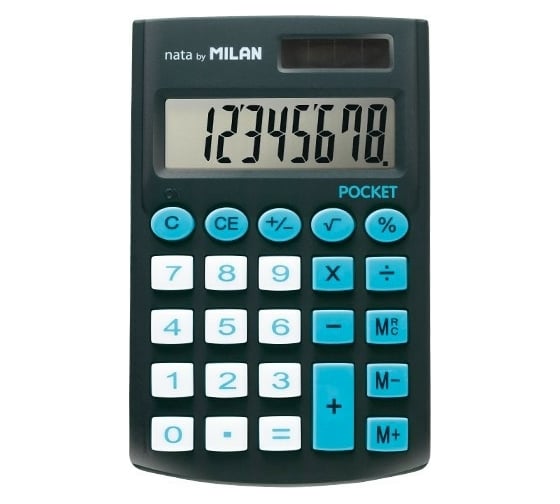 Калькулятор Milan 8 разрядный, в чехле, двойное питание, чёрный 150908KBL 973142 1