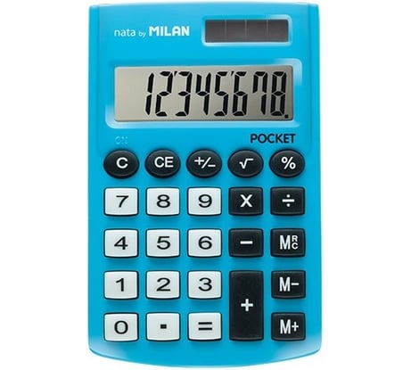 Калькулятор Milan 8 разрядный, в чехле, двойное питание, голубой 150908BBL 973140