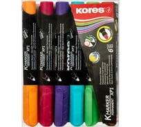 Перманентный маркер Kores набор 6 цветов, 1-3 мм, круглый наконечник 20902 916457
