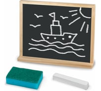 Настольная/настенная доска для мела ПИФАГОР с мелком и губкой, черная 235498