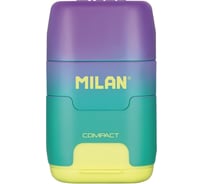 Ластик-точилка Milan COMPACT SUNSET ластик из синтетического каучука изумрудно-желтый, блистер 1226651