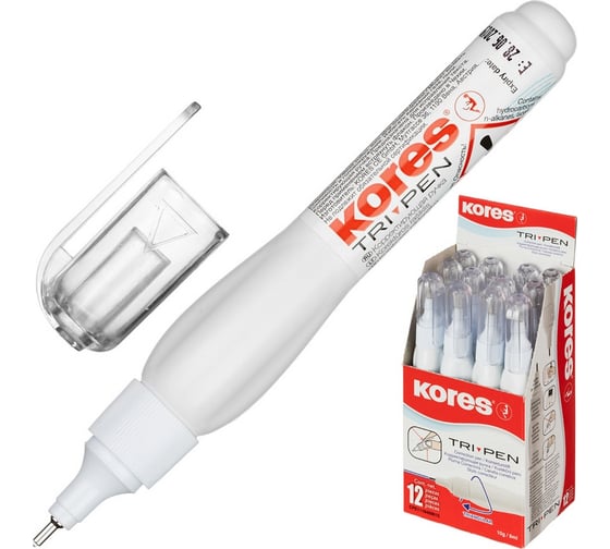 Корректирующая ручка Kores Tri Pen 10г 8мл, металлический наконечник 688328