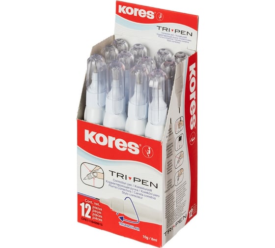 Корректирующая ручка Kores Tri Pen 10г 8мл, металлический наконечник 688328
