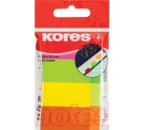 Бумажные клейкие закладки 24 шт в упаковке Kores Strips 4 цвета по 50 листов неоновые 20х50мм 45104 81594