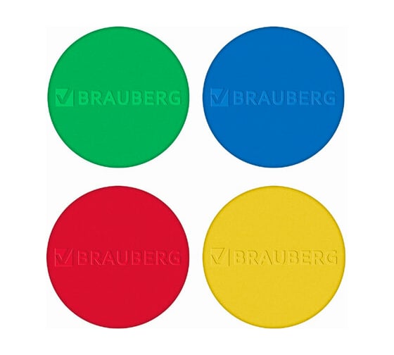 Мощные магниты BRAUBERG SUPER 30 мм, набор 8 шт, ассорти 237479