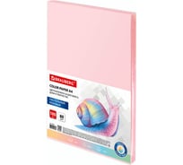 Цветная бумага BRAUBERG А4, 80г/м, 100 листов, пастель, розовая, для офисной техники 112447