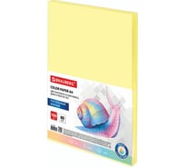 Цветная бумага BRAUBERG А4, 80г/м, 100 листов, пастель, желтая, для офисной техники 112446