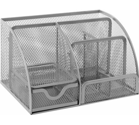 Металлическая подставка-органайзер BRAUBERG 7 секций, 125х220х140 мм, серебро 237417