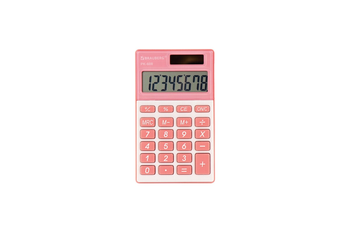 Карманный калькулятор BRAUBERG PK-608-PK 107x64 мм, 8 разрядов, двойное .
