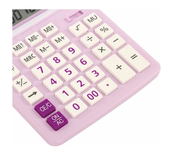Настольный калькулятор BRAUBERG EXTRA PASTEL-12-PR 206x155мм, 12 разрядов, сиреневый 250489