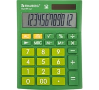Настольный калькулятор BRAUBERG ULTRA-12-GN 192x143 мм, 12 разрядов, двойное питание, зеленый 250493