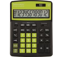 Настольный калькулятор BRAUBERG EXTRA COLOR-12-BKLG 206x155 мм, 12 разрядов, черно-салатовый 250477