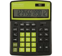 Настольный калькулятор BRAUBERG EXTRA COLOR-12-BKLG 206x155 мм, 12 разрядов, черно-салатовый 250477