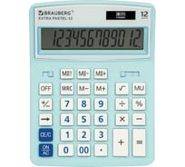 Настольный калькулятор BRAUBERG EXTRA PASTEL-12-LB 206x155 мм, 12 разрядов, голубой 250486