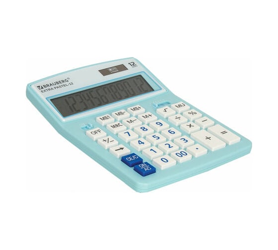 Настольный калькулятор BRAUBERG EXTRA PASTEL-12-LB 206x155 мм, 12 разрядов, голубой 250486