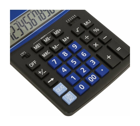 Настольный калькулятор BRAUBERG EXTRA-12-BKBU 206x155 мм, 12 разрядов, черно-синий 250472