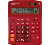 Настольный калькулятор BRAUBERG EXTRA-12-WR 206x155 мм, 12 разрядов, двойное питание, бордовый 250484