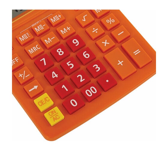 Настольный калькулятор BRAUBERG EXTRA-12-RG 206x155 мм, 12 разрядов, двойное питание, оранжевый 250485