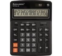 Настольный калькулятор BRAUBERG EXTRA-16-BK 206x155 мм, 16 разрядов, двойное питание, черный 250475