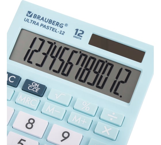 Настольный калькулятор BRAUBERG ULTRA PASTEL-12-LB 192x143 мм, 12 разрядов, голубой, 250502