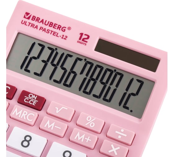 Настольный калькулятор BRAUBERG ULTRA PASTEL-12-PK 192x143 мм, 12 разрядов, розовый, 250503
