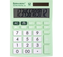 Настольный калькулятор BRAUBERG ULTRA PASTEL-12-LG 192x143 мм, 12 разрядов, мятный, 250504