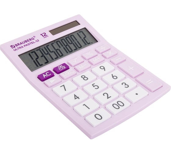 Настольный калькулятор BRAUBERG ULTRA PASTEL-12-PR 192x143 мм, 12 разрядов, сиреневый, 250505
