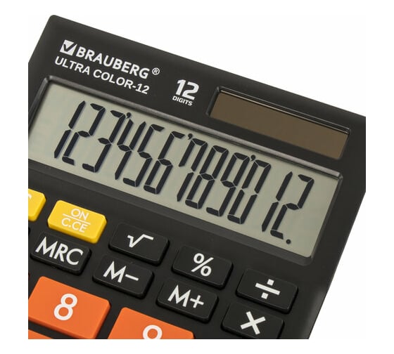Настольный калькулятор BRAUBERG ULTRA COLOR-12-BKRG 192x143 мм, 12 разрядов, черно-оранжевый, 250499