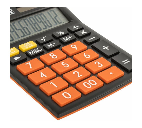 Настольный калькулятор BRAUBERG ULTRA COLOR-12-BKRG 192x143 мм, 12 разрядов, черно-оранжевый, 250499