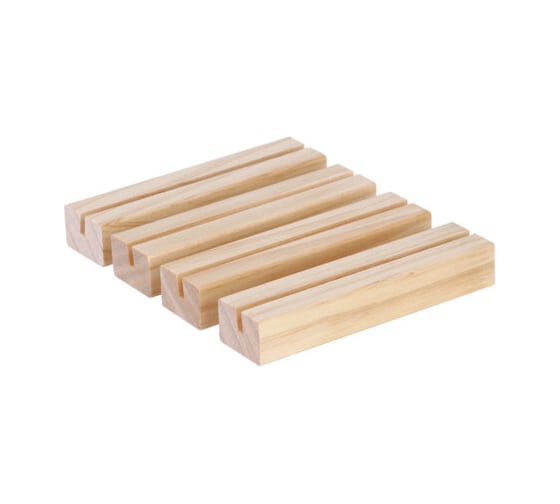 Ценникодержатель деревянный BRAUBERG ценники, реклама, фото 12х3х2 см, комплект 4 шт 291314 1