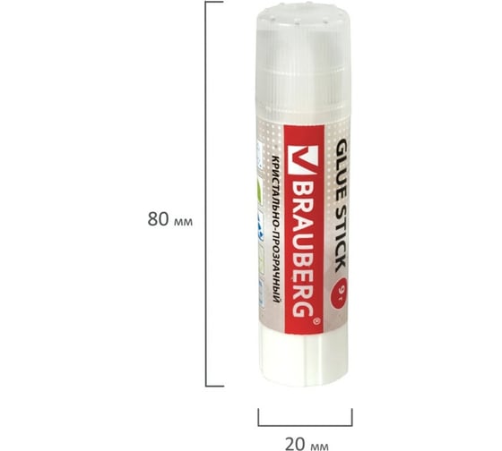 Клей-карандаш BRAUBERG Crystal 9 г, прозрачный 227967