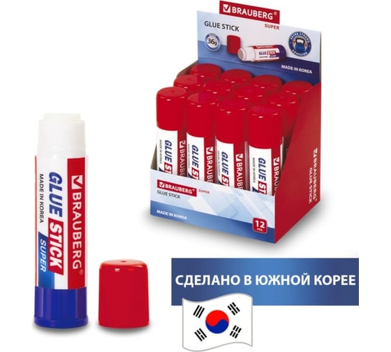 Клей-карандаш BRAUBERG SUPER 36 г, Южная Корея 229543