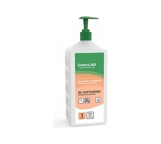 Нейтральное дезинфицирующее средство ГринЛаб BC-SOFTODERM Gel 1000 мл прямоугольный флакон c дозатором BCGD-321/1 1
