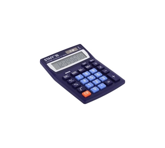 Настольный калькулятор STAFF STF-1808-BU компактный 140х105мм, 8 разрядный, синий 250466