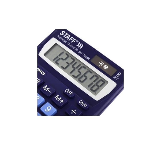 Настольный калькулятор STAFF STF-1808-BU компактный 140х105мм, 8 разрядный, синий 250466
