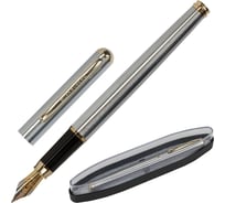 Подарочная перьевая ручка BRAUBERG Maestro синяя, серебристый корпус с золотом, линия 0.25 мм 143469