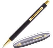 Подарочная шариковая ручка BRAUBERG Piano синяя, черный корпус с золотистым, линия 0.5 мм 143473