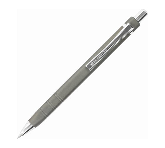 Подарочная шариковая ручка BRAUBERG Opus синяя, серый корпус с хромом, линия 0.5 мм 143493