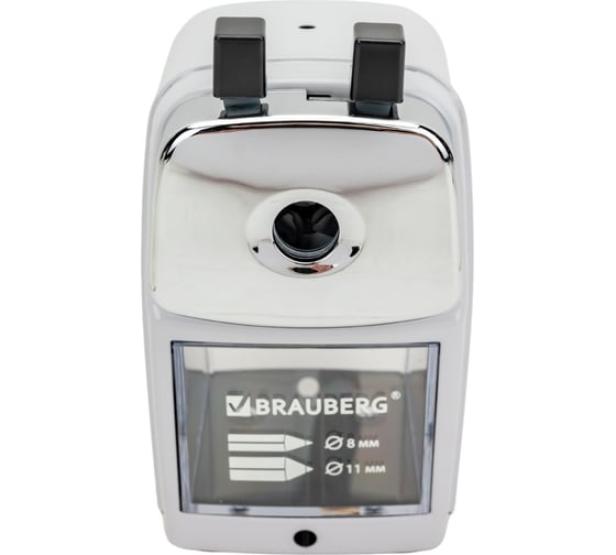 Механическая точилка BRAUBERG METALLIC-X для чернографитных и цветных карандашей 8/11 мм, металлический корпус 228481