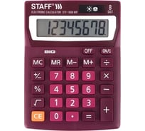 Настольный калькулятор STAFF STF-1808-WR компактный 140х105 мм, 8 разрядный, бордовый 250467